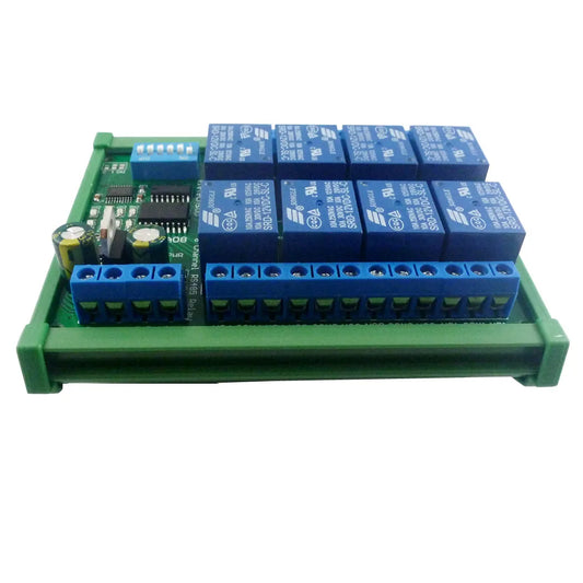 R4D8A08 DC 12V 8 Ch RS485 Relay Board Modbus RTU UART Remote Control Switch DIN35 Rail Box for PLC Automation control
