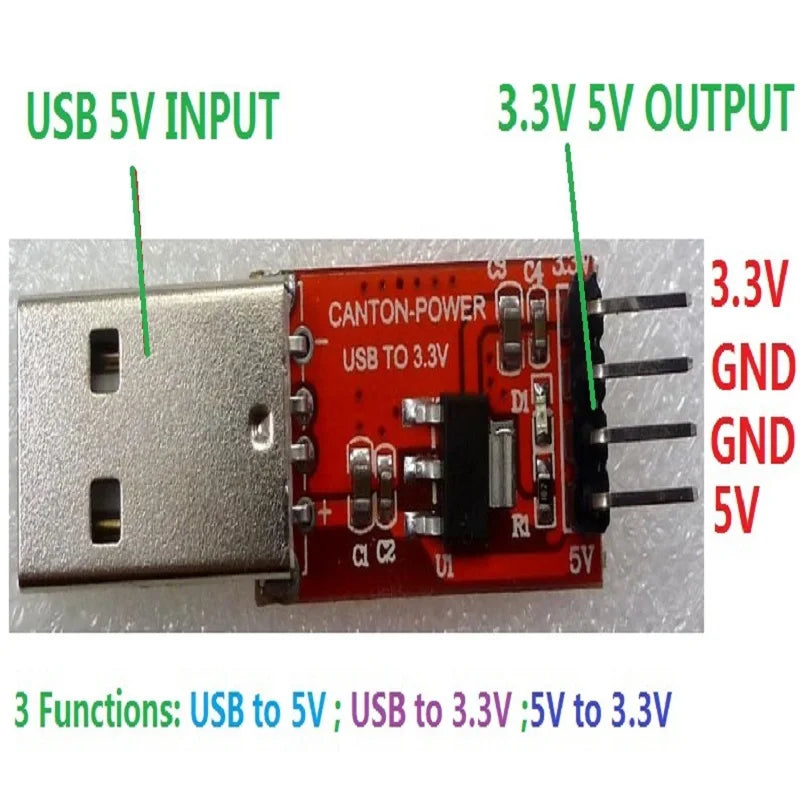 CE009 3 functions USB Power Supply Module 5V to 3.3V DC-DC Step-Down  Buck AMS1117 LDO Module