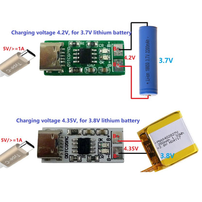 DDTC07MD DDTC07MC 1S Type-C To 4.2V 4.35V Step-down Buck LiPo Polymer Li-Ion Charger for 3.7V 3.8V 18650 Lithium Battery