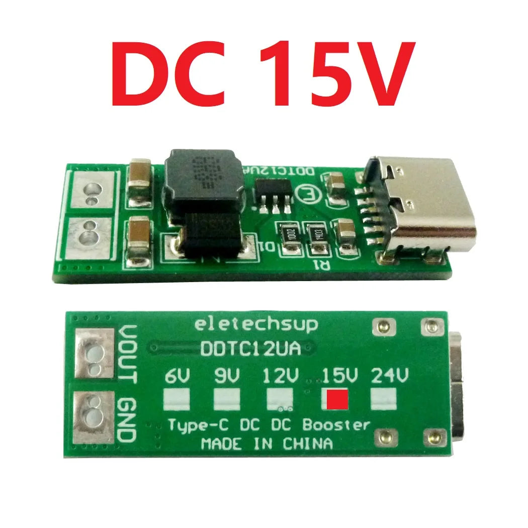 DDTC12UA 9W mini Type-C Female USB DC 5V to  6V 9V 12V 15V 24V DC DC Boost Converter PWM PFM Module for LED MCU diy electronic kit