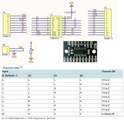 HC4051A8  8ch Analog Logic acquisition Multiplexer Demultiplexer Selection switch Module 74HC4051 Board for Arduiuo Breadb