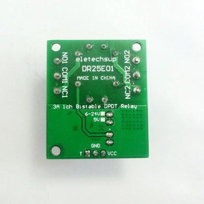 DR25E01 DC 5-24V 3-5A Flip-Flop Latch DPDT Relay Module Bistable Self-locking Double Switch Board for Arduiuo  MEGA AVR LED