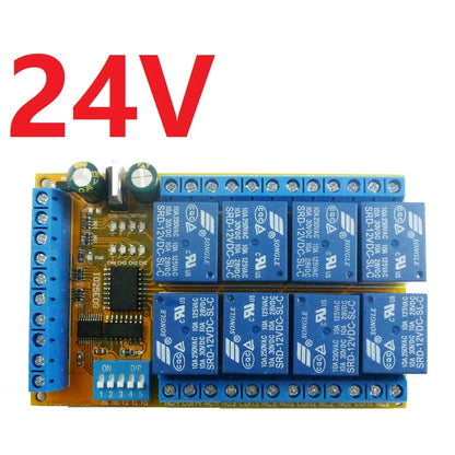 IO25E08 8ch DC 5V 12V 24V DIP Switch Delay Relay Module Flip-Flop Latch Bistable Self-locking Interlock Latch Power Conditioner