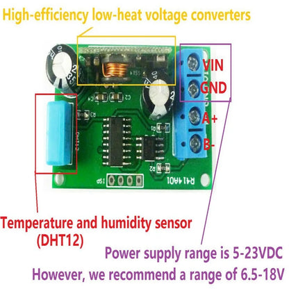 R414A01 DC 5V-23V RS485 Modbus Rtu Temperature & humidity sensor Remote acquisition monitor replace DHT11 DHT22 DS18B20 PT100