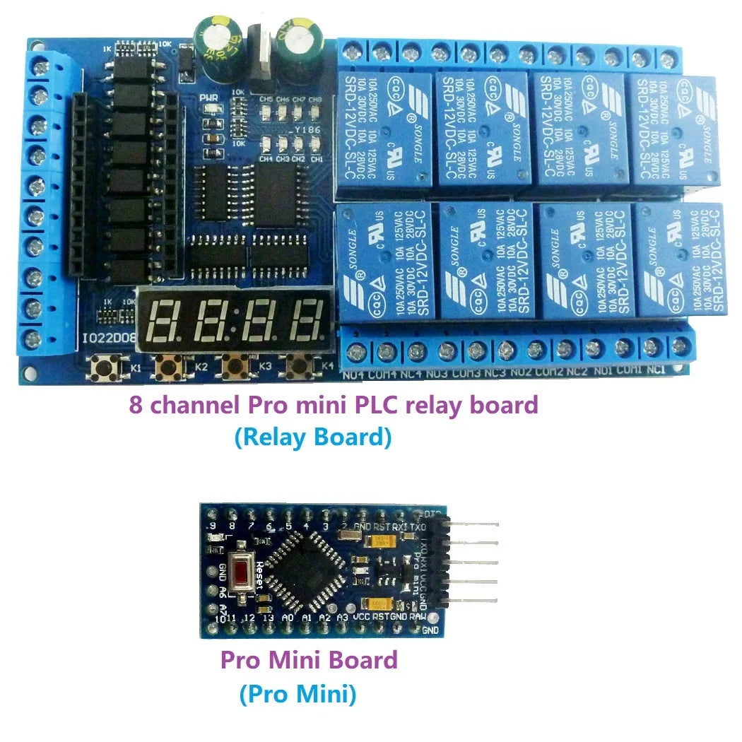 IO22D08 8ch DC 12V Pro mini Relay Shield Module PLC Board for Arduiuo  MEGE2560 Delay Self-locking Interlock Timer Switch