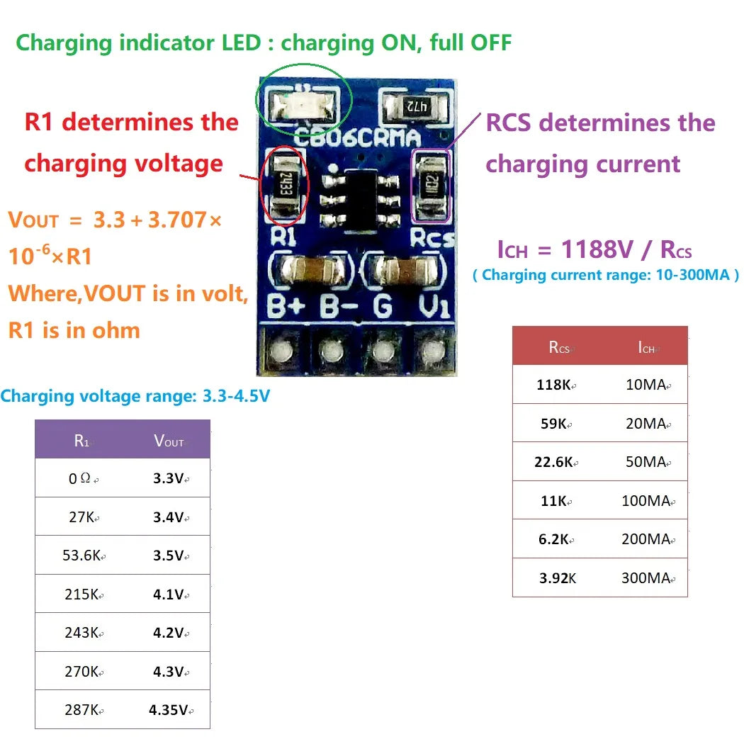 CB06CRMA 3PCS 10-300MA 3V 3.6V Coin Cell Rechargeable lithium battery Charge management module 3.3V 4.2V Charger NI-MH Ni-CD Li-ion LiFe