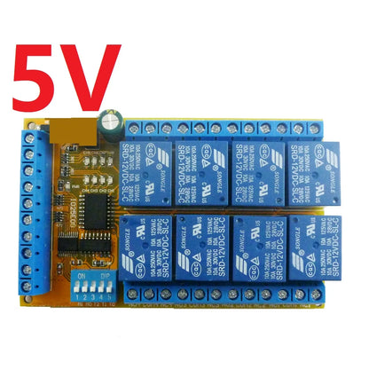 IO25E08 8ch DC 5V 12V 24V DIP Switch Delay Relay Module Flip-Flop Latch Bistable Self-locking Interlock Latch Power Conditioner
