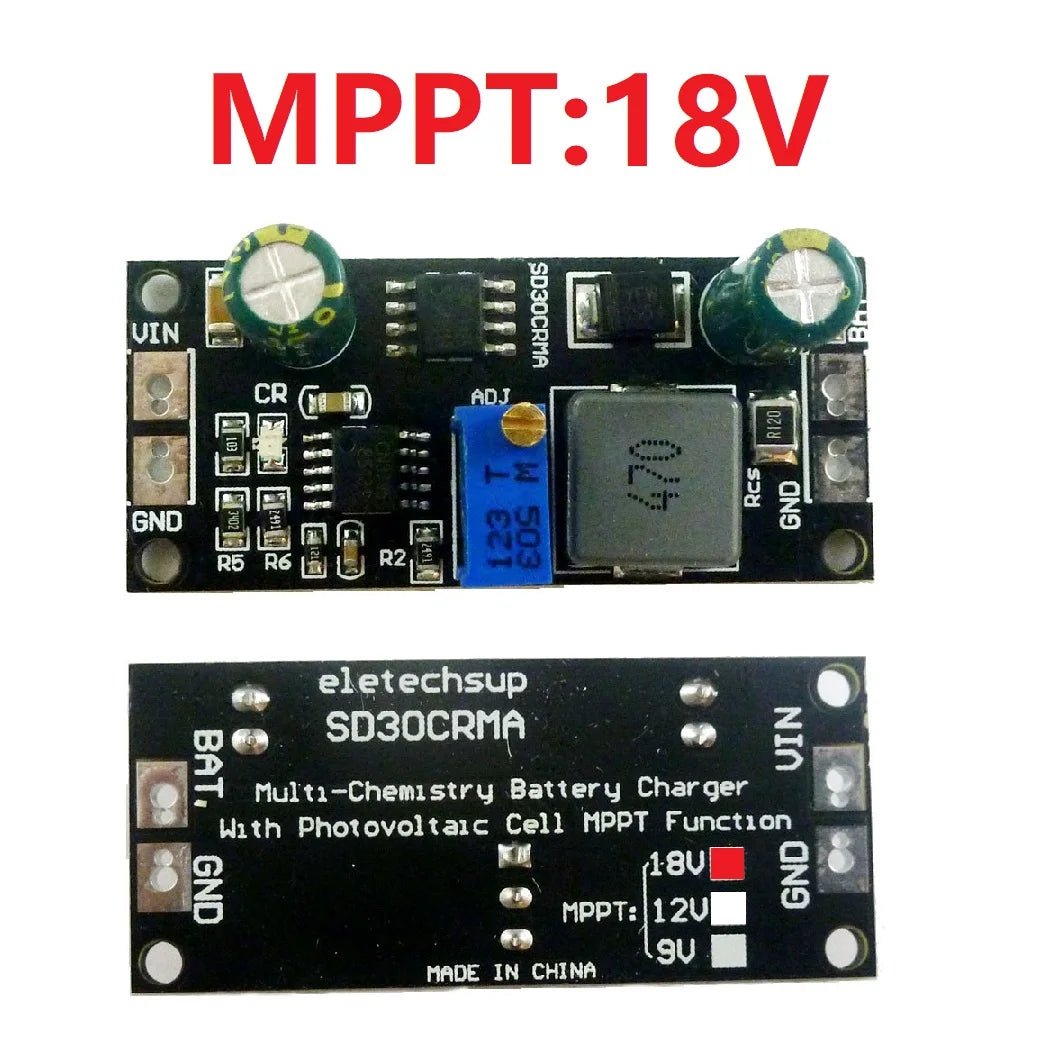 SD30CRMA MPPT 1A 3.2V 3.7V 3.8V 7.4V 11.1V 14.8V Lithium Battery Charger Module for 9V 12V 18V Solar panels