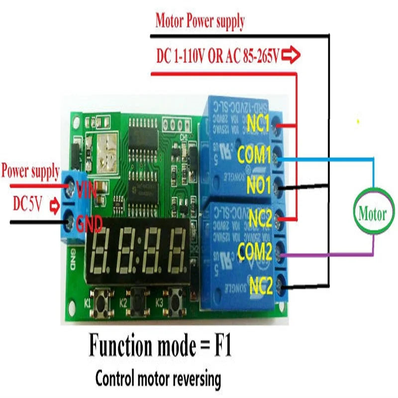 KC22B02 DC 5V 2 Channel 9 function Delay Timer Relay Module Controller Motor Reverse Cycle Loop Timers Interlock Latch Switch Board LED