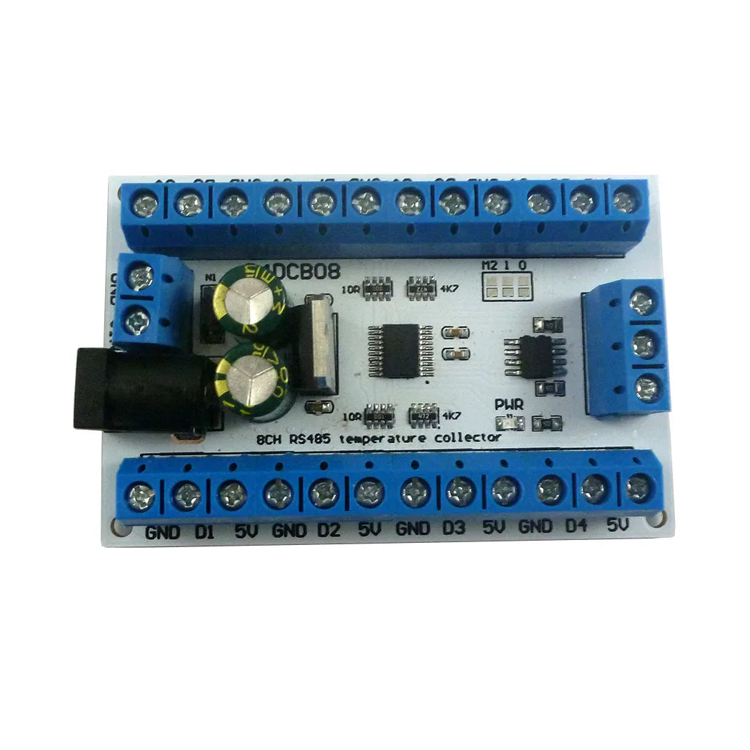 R4DCB08 8CH DC 12V RS485 DS18B20 Temperature Sensor Temperature acquisition collector module for Paperless recorder PLC Configuration