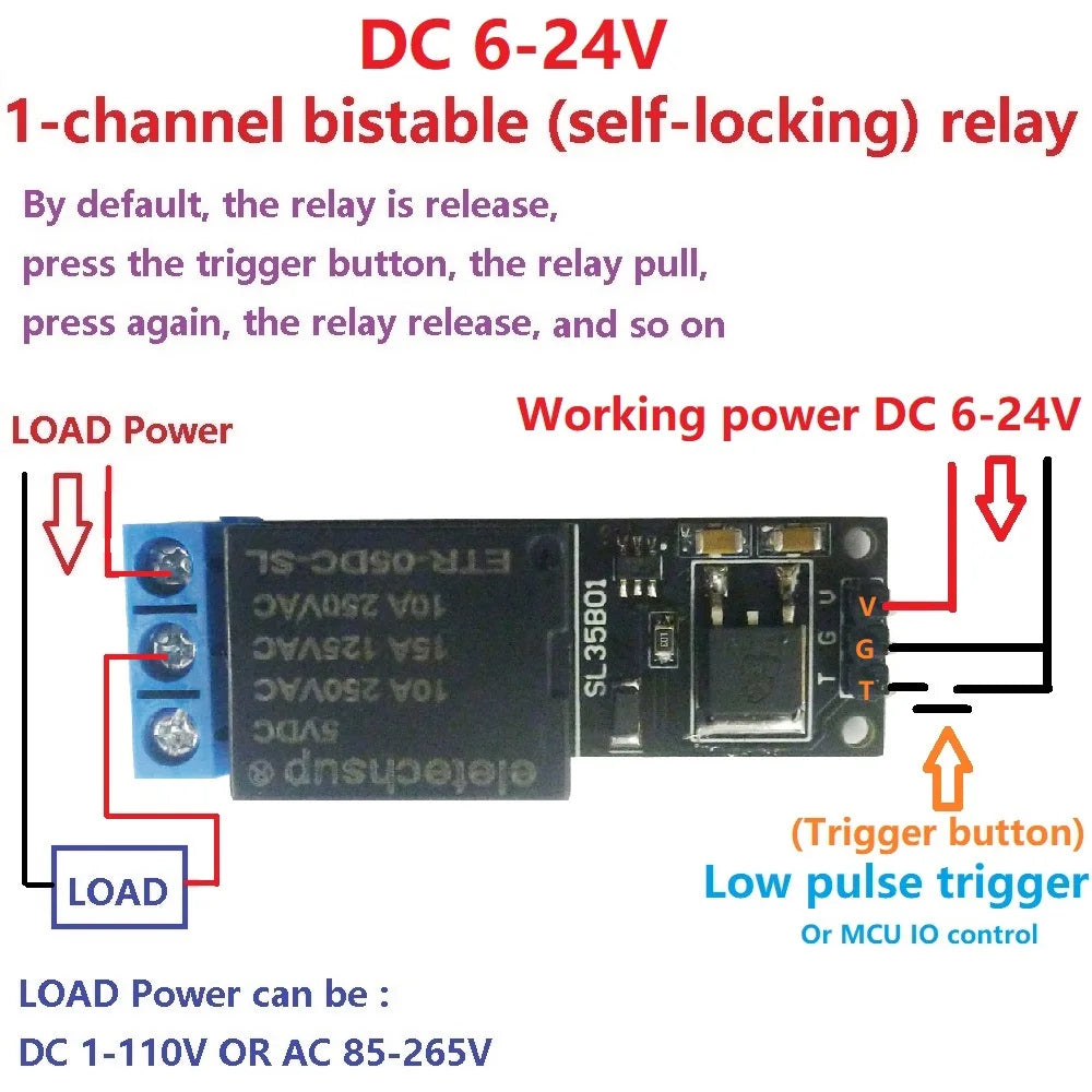 SL35B01 SL35B02 SL25A04 5V-24 1-4CH Flip-Flop Relay Module Bistable Self-locking Trigger Time Switch Turn on/off PLC Board