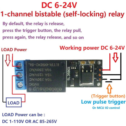 SL35B01 SL35B02 SL25A04 5V-24 1-4CH Flip-Flop Relay Module Bistable Self-locking Trigger Time Switch Turn on/off PLC Board