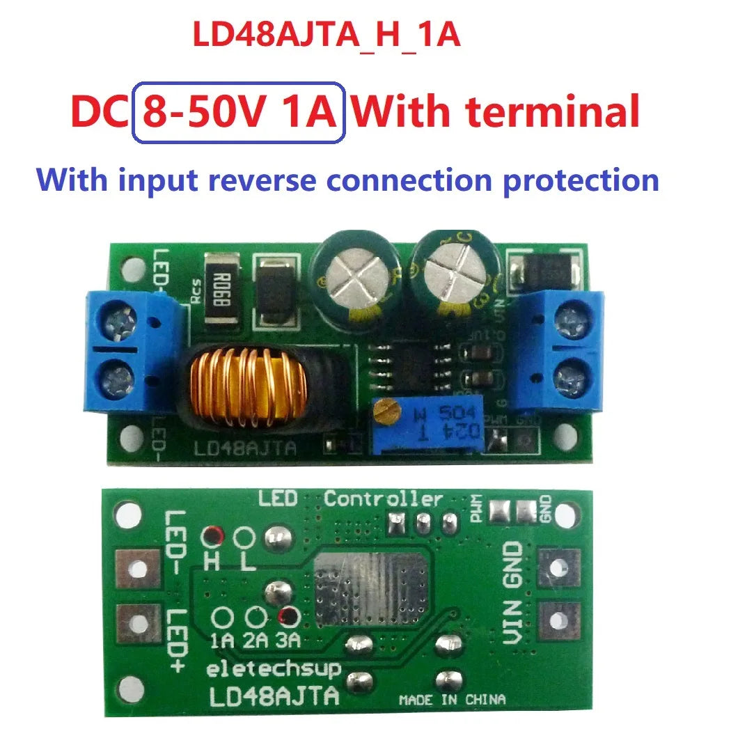 LD48AJTA 72W 1-3A DC 6V 9V 12V 24V 36V 48V Adjustable Constant Current LED Driver Module MCU IO PWM Controller Board