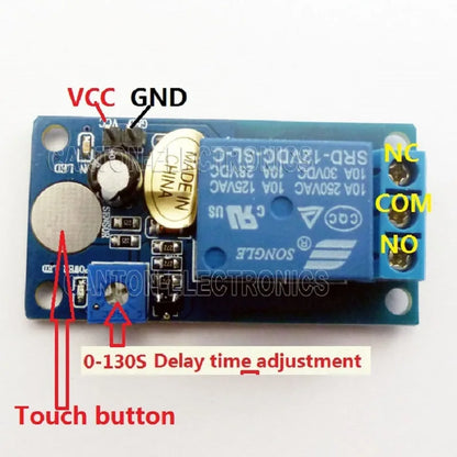 DC 12V Touch Sensor Switch 0-130s Time Delay Relay Controller Module Board
