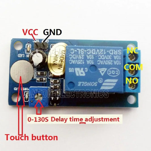 DC 12V Touch Sensor Switch 0-130s Time Delay Relay Controller Module Board