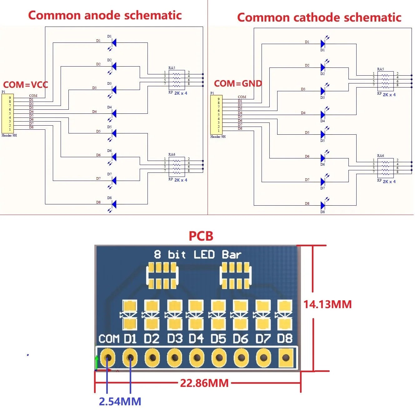 DM41A08 DM41B08 3.3V 5V 8 Bit Blue/Red Common anode/cathode LED indicator Module diy kit for Arduiuo  4 nodemcu