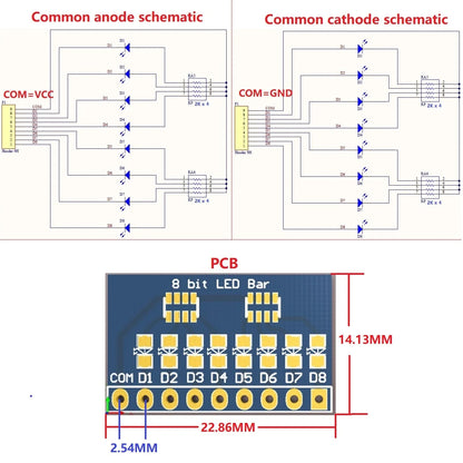 DM41A08 DM41B08 3.3V 5V 8 Bit Blue/Red Common anode/cathode LED indicator Module diy kit for Arduiuo  4 nodemcu
