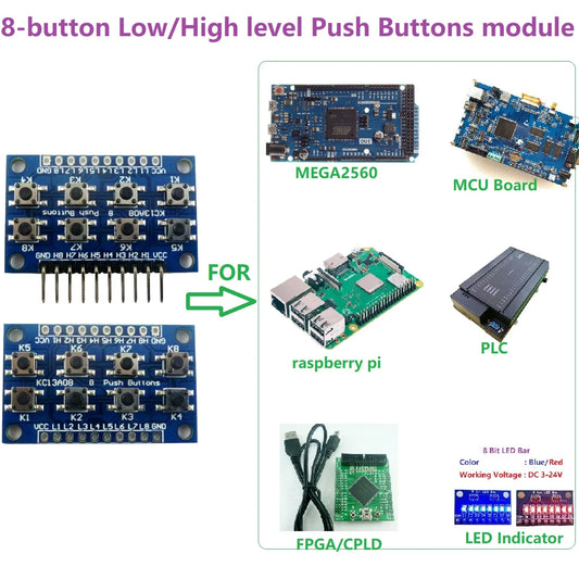 KC13A08 8-button Low High level Push Buttons module 8 Keyboard Keypad for Arduiuo DUE Breadboard Leonardo ZERO Tre Micro banana pi STM32
