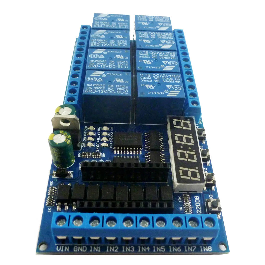 IO22D08 8ch DC 12V Pro mini Relay Shield Module PLC Board for Arduiuo  MEGE2560 Delay Self-locking Interlock Timer Switch