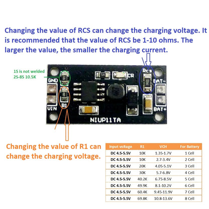 NIUP11TA 1-8s 1.2V-9.6V NiMH NiCd Rechargeable Battery Charger Charging Module Board Input DC 5V