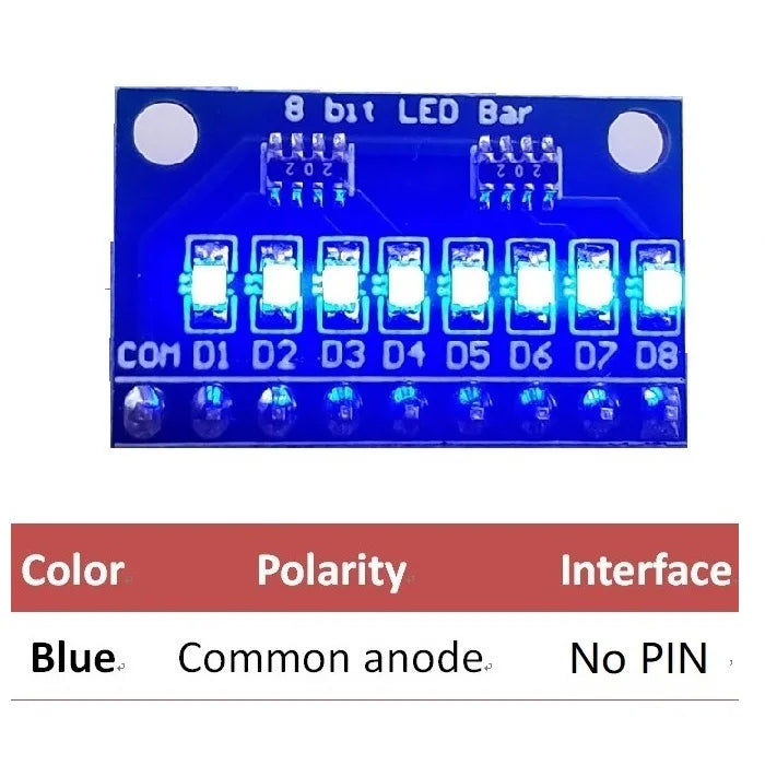 DM41A08 DM41B08 3.3V 5V 8 Bit Blue/Red Common anode/cathode LED indicator Module diy kit for Arduiuo  4 nodemcu