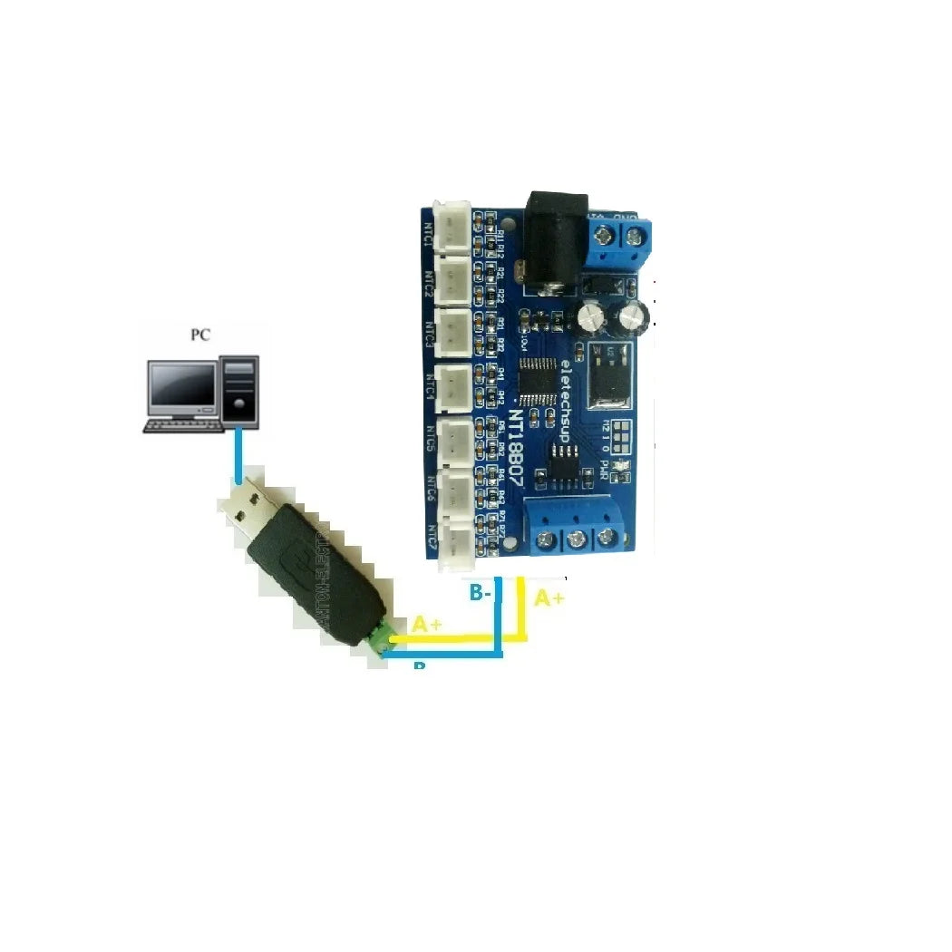 NT18B07 7 Channel NTC Temperature Transmitter 10K Thermistor to RS485 Acquisition Module for PLC Paperless recorder Configuration Softwa