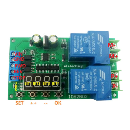 IO52B02 30A 12V Multifunction DC/AC Motor Forward & Reverse Controller 0.1-999.9S Delay Relay Module