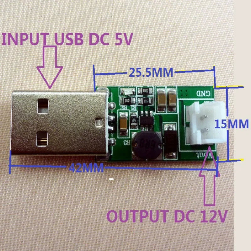 DC-DC Converter USB to xh2.54 2p Cable Step Up Boost Module DC 5V to 12V Power Supply Solar charger