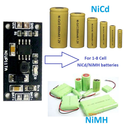 NIUP11TA 1-8s 1.2V-9.6V NiMH NiCd Rechargeable Battery Charger Charging Module Board Input DC 5V