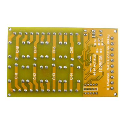 IO25E08 8ch DC 5V 12V 24V DIP Switch Delay Relay Module Flip-Flop Latch Bistable Self-locking Interlock Latch Power Conditioner