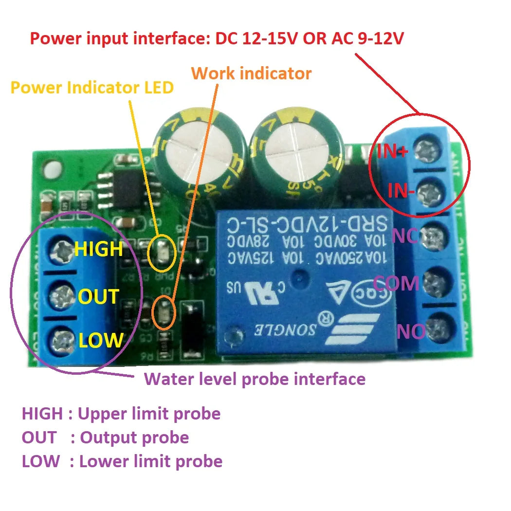 LC25A01 AC/DC 12V Fish tank Aquarium automatic water supply controller Water Level Sensor Solenoid valve water pump motor Switch