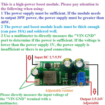 DD03AJTA 6A High-power DC 2.7-5.5V to 3.5-24V Step-Up Boost Converter Module for Li-ion Lipo UVLO PTZ IP Camera PLC Motro LED
