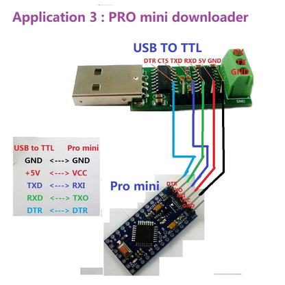 UD67A01 3 in 1 USB TO RS232 TTL232 Pro Mini Download cable Serial ports CH340 Converter Board Industrial grade IC SP232