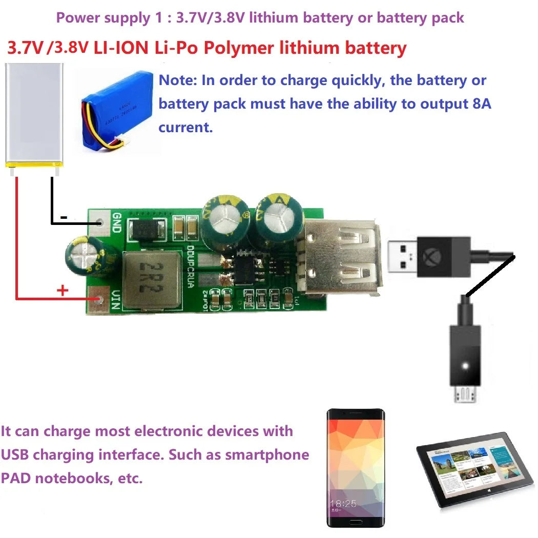 DDUPCRUA 20W QC3.0 2.0 FCP Fast Quick Charger 3.7V 3.8V 4.2V 4.5V to 5V 9V 12V USB DC-DC Boost Module Smart Phone PAD Charging