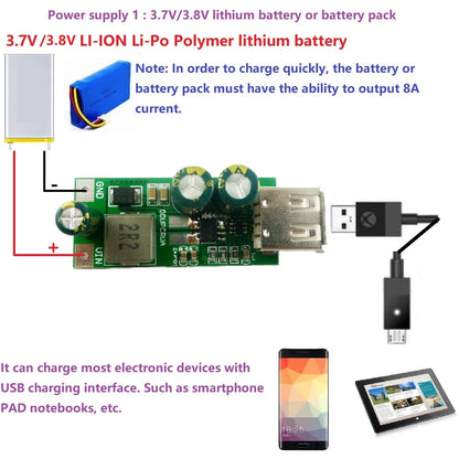 DDUPCRUA 20W QC3.0 2.0 FCP Fast Quick Charger 3.7V 3.8V 4.2V 4.5V to 5V 9V 12V USB DC-DC Boost Module Smart Phone PAD Charging