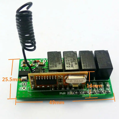 CE031 Super Mini DC 5V 9V 12V 433.92M 4CH RF Wireless remote control Relay Switch for PT2262 EV1527 Fixed Learning code