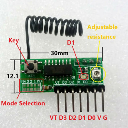 RF11A04 3-5V 433MHz 4Ch Decode Module Wireless RF Receiver Delay Board for EV1527 PT2262 SC2262 remote control Relay door sensor