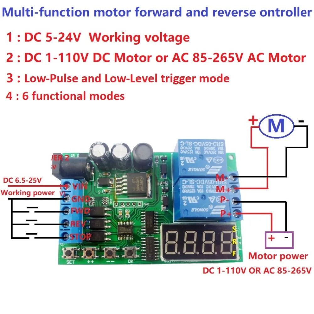 IO53A02 DC 5-24V Multifunction AC DC Motor Reversible controller Driver board for Toy PLC Car Garage Door