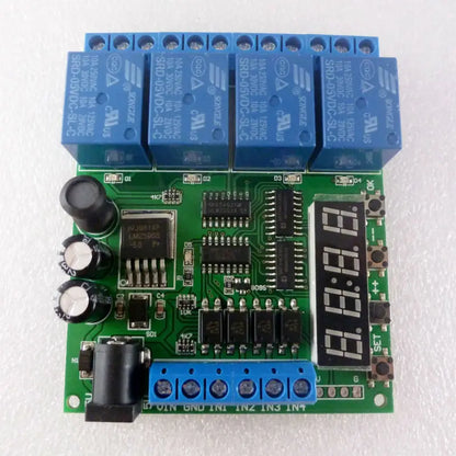 DC 12V 4 Channel Multifunction Cycle Delay Timer Relay Module : Timing Loop Interlock Self-locking Momentary Bistable Monostable