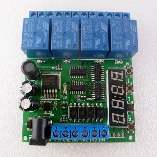 DC 12V 4 Channel Multifunction Cycle Delay Timer Relay Module : Timing Loop Interlock Self-locking Momentary Bistable Monostable