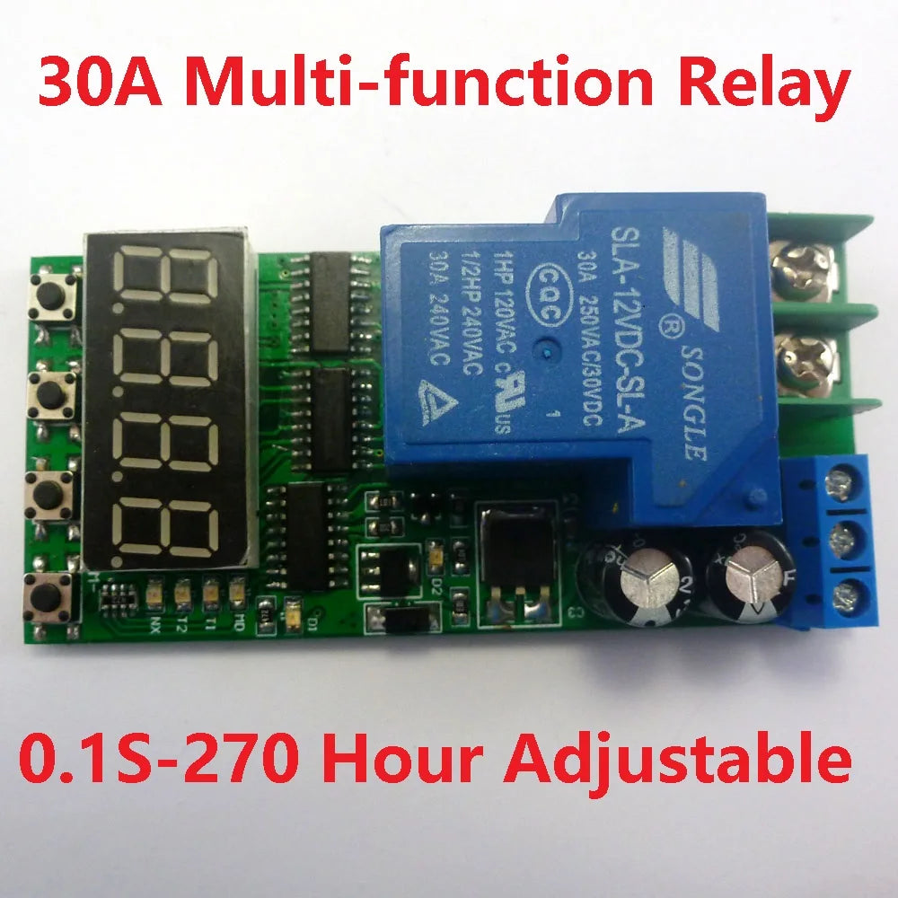IO23C01 DC 12V 24V  30A Multifunction Timer Delay Relay Module High Power On/Off Adjustable for PLC Motor LED Car