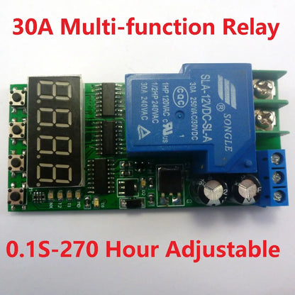IO23C01 DC 12V 24V  30A Multifunction Timer Delay Relay Module High Power On/Off Adjustable for PLC Motor LED Car