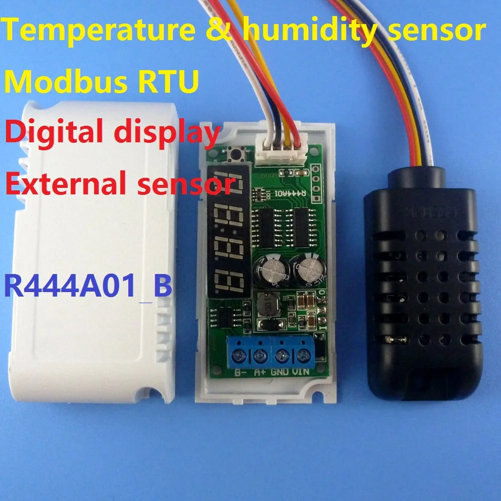 R444A01 DC 5-24V RS485 Modbus RTU Digital Display with External Temperature and Humidity sensor AM2320 Module repl DS18B20 SHT10 SHT20