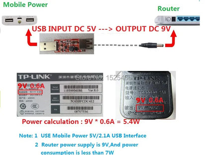 DC DC Converter USB 5V to 9V Step-up Boost Module for WIFI Router modem Ethernet Switch Solar Charger