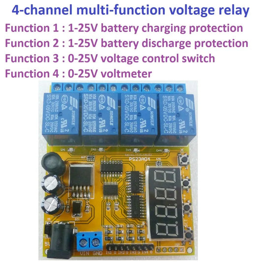 PS23A04 5V 12V 24V 4CH Multifunction Voltage Control Relay lithium Lead-acid Battery Charge and discharge protector