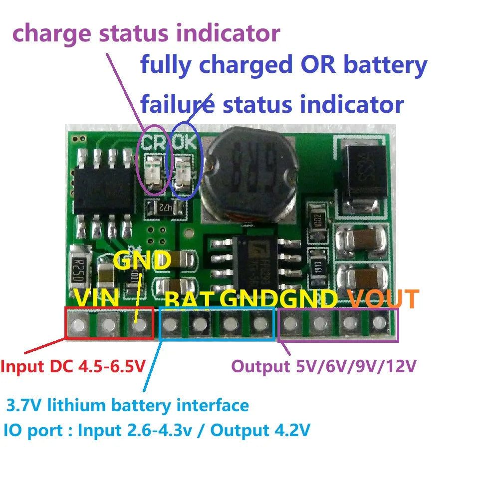 DD04CVSA  10W 3.7V 4.2V Charger & 5V 6V 9V 12V Discharger Board DC DC Converter Boost Step-up Module UPS diy Li-lon LiPo lithium battery