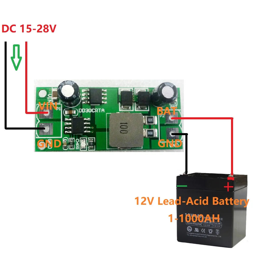 DD30CRTA 3A 12V Lead-Acid Battery charger input 15-28V Over-Charge 14.8V Float-Charge 13.55V  for UPS Car Solar energy Charging
