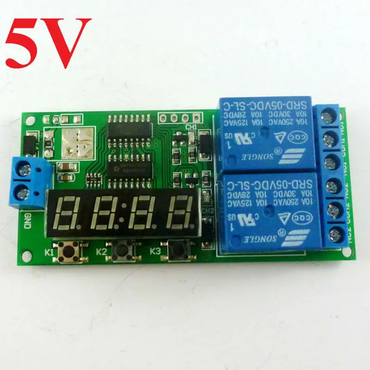 KC22B02 DC 5V 2 Channel 9 function Delay Timer Relay Module Controller Motor Reverse Cycle Loop Timers Interlock Latch Switch Board LED