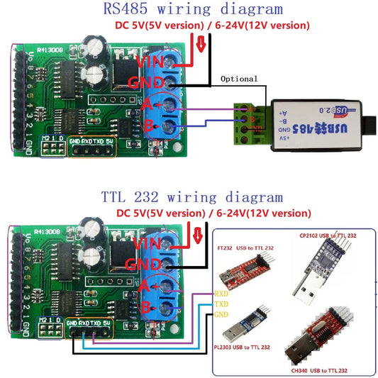 R413D08 8CH DC 5V 12V 24V RS485 RS232 (TTL) Modbus RTU Control Module UART for Relay Switch Board PLC