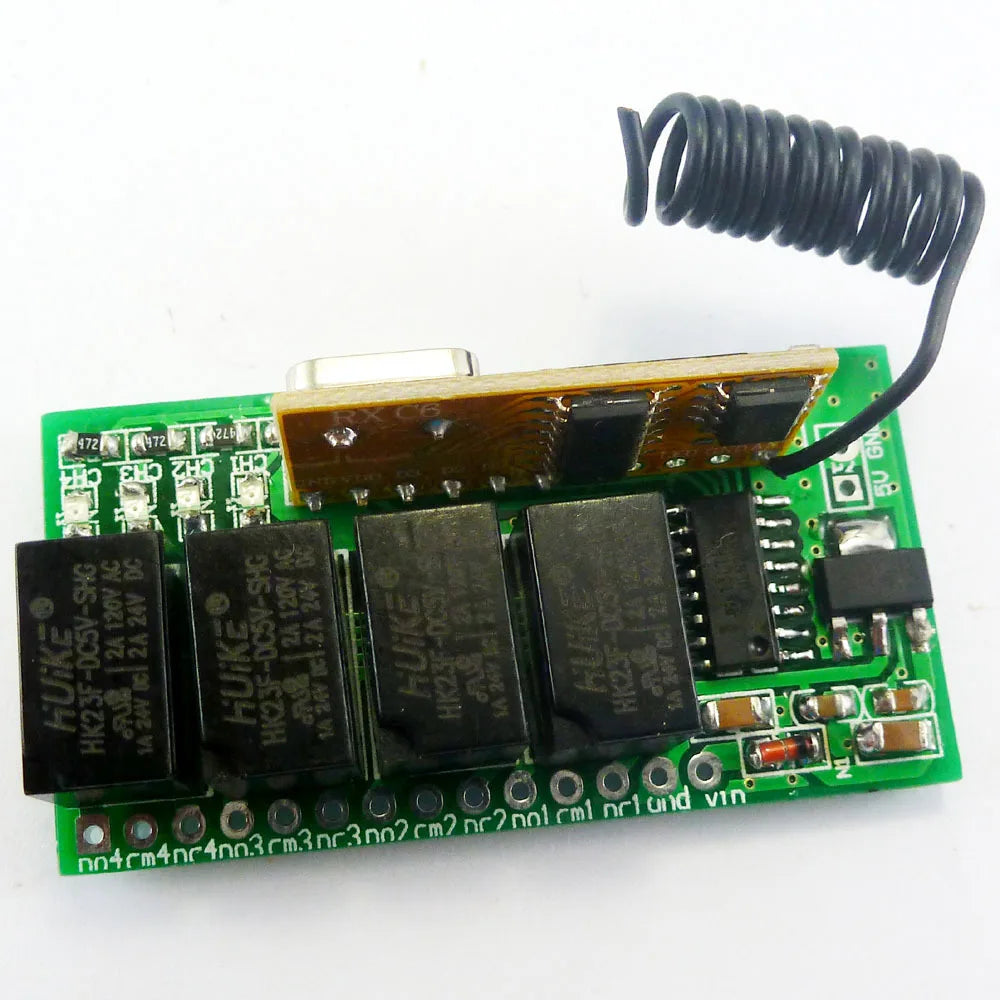 CE031 Super Mini DC 5V 9V 12V 433.92M 4CH RF Wireless remote control Relay Switch for PT2262 EV1527 Fixed Learning code